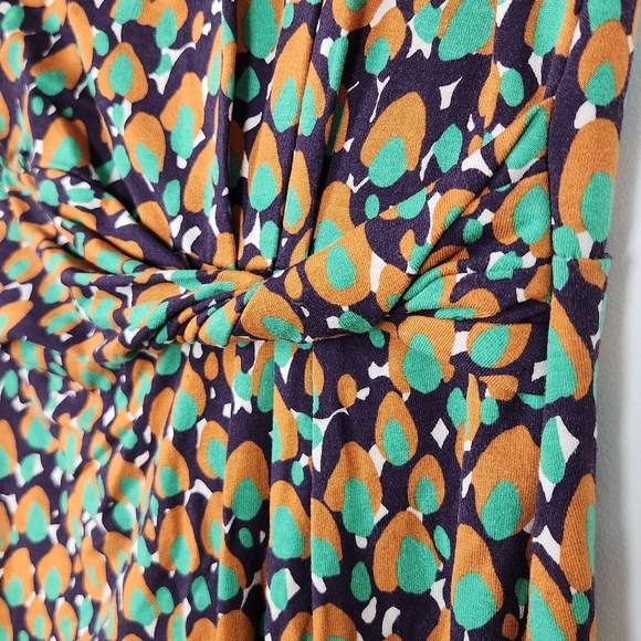 Boden DARCEY Twist Front WH649 Green Print Jersey Knit Sleeveless Size 12 Dress - Picture 5 of 10